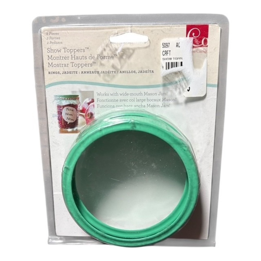 Cosmo Cricket Show Toppers Jadeite Green Rings for Wide-Mouth Mason Jars - 2 Pcs